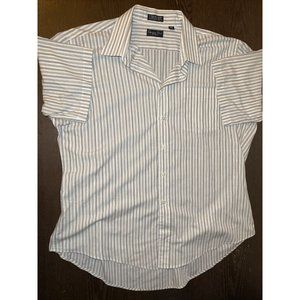 Vtg Christian Dior Button Up Shirt Mens 17.5 Striped Monsieur Made in USA